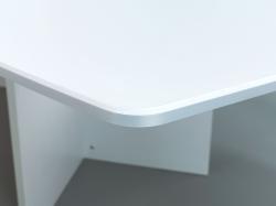 Konferenztisch weiss/silber, Bootsform -  2 Säulenfüße verchromt - 220 cm lang - sofort lieferbar !!